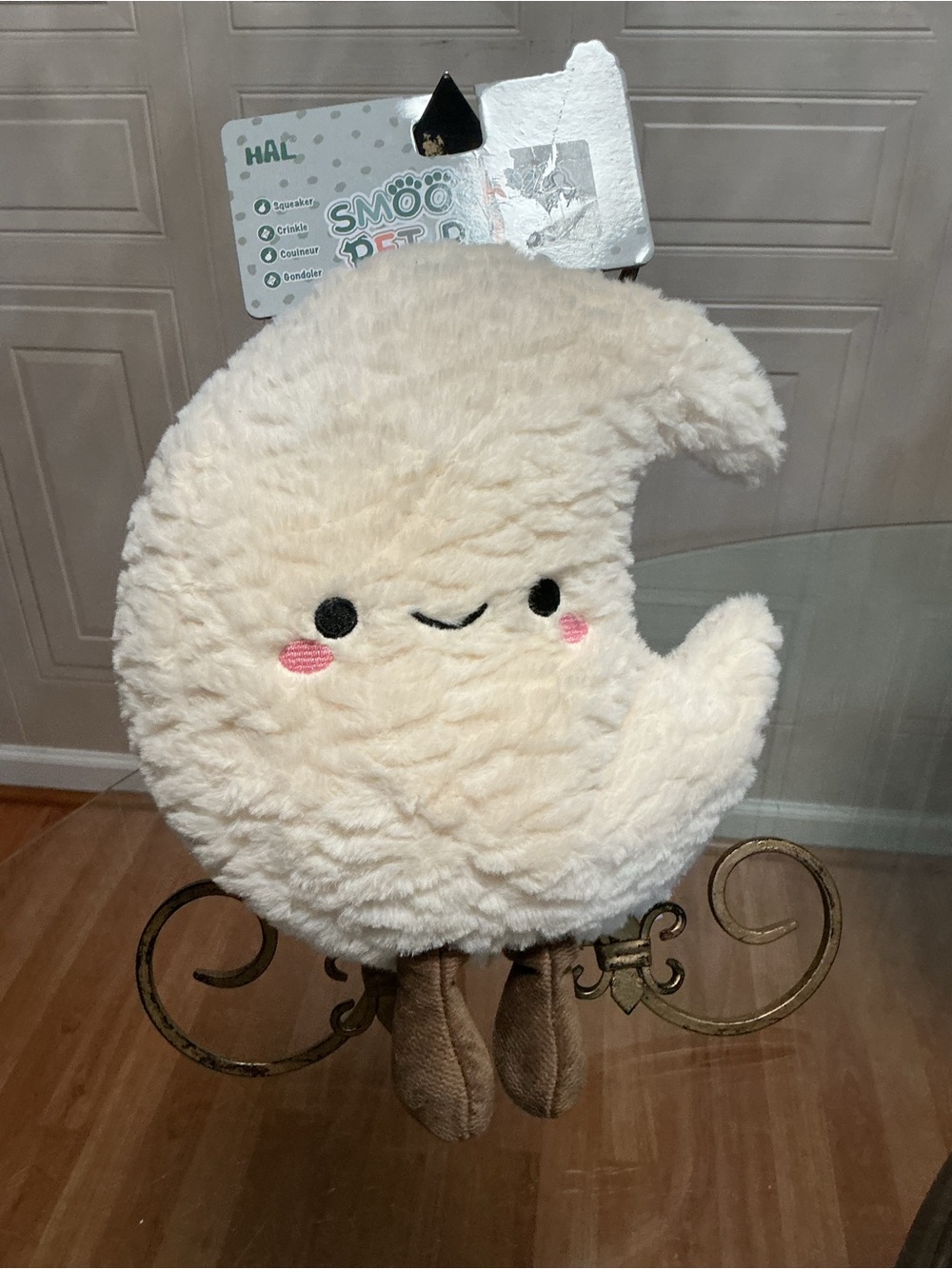 Smoochy Very Cute Pals  Moon With legs  Dog Plush Toy  Clinker &  Squeaker